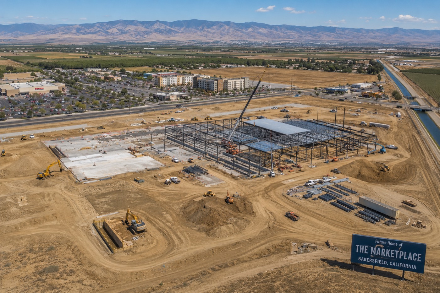 Aerial view of a large commercial development